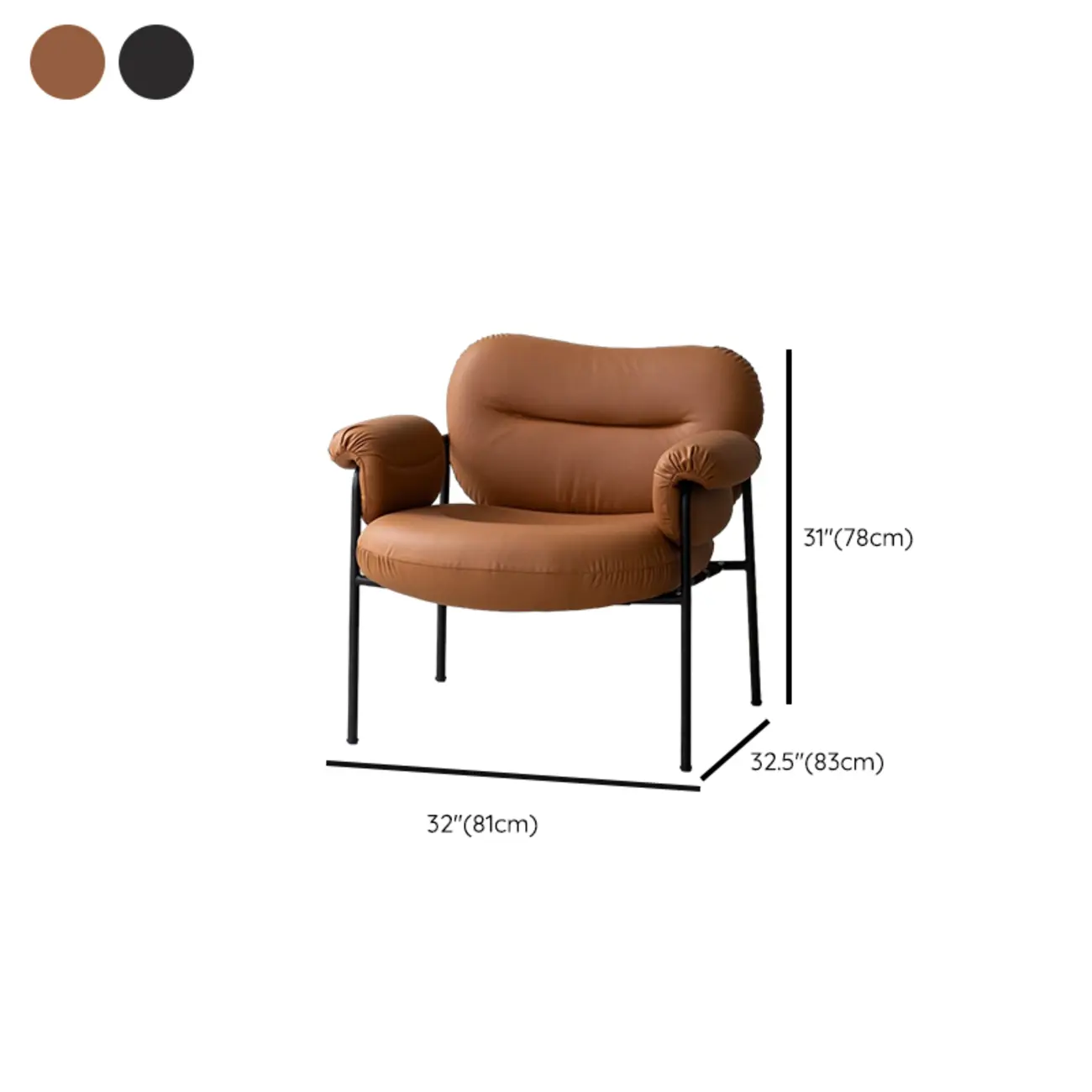 Modern Square Arm Fabric Accent Chair with Tufting