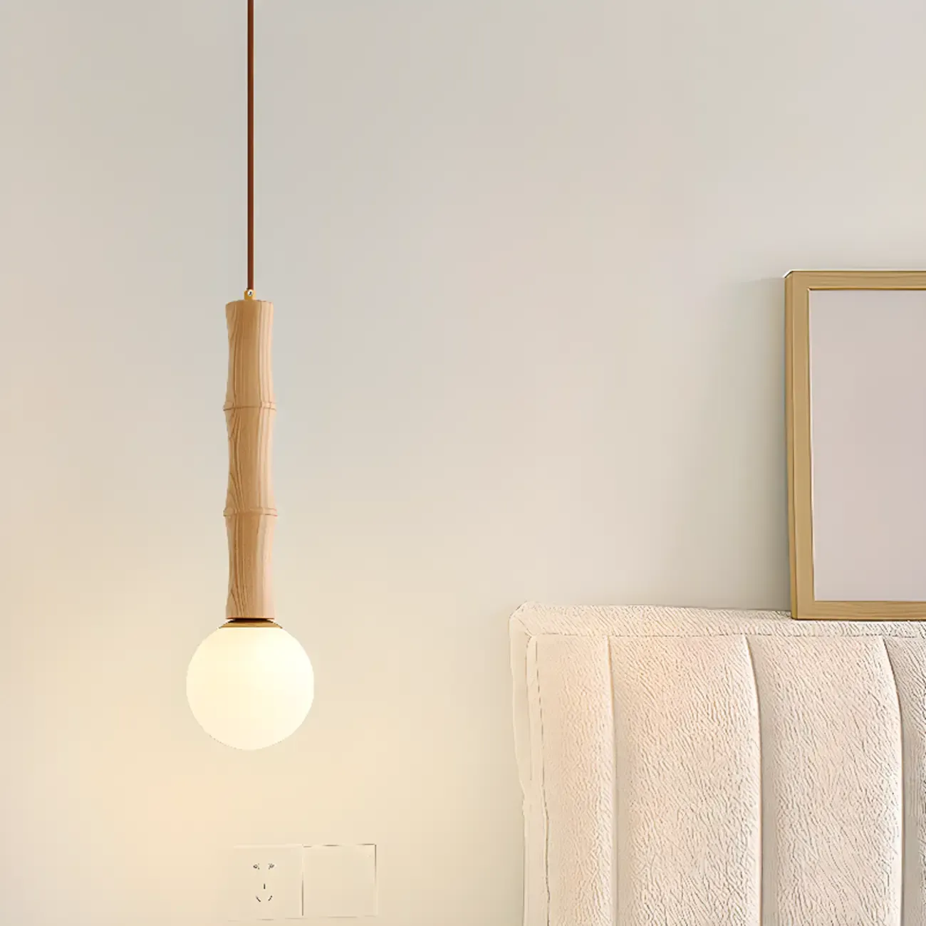 Modern Wood Pendant Light Globe Kitchen Island Fixture