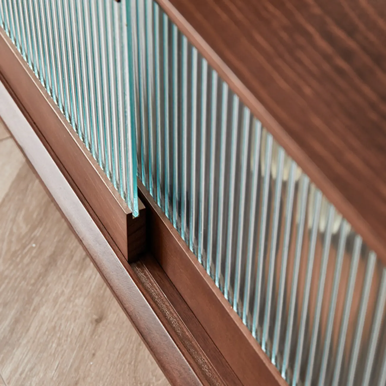 Long Brown 2-Drawer Pine Modern TV Stand with Cabinet