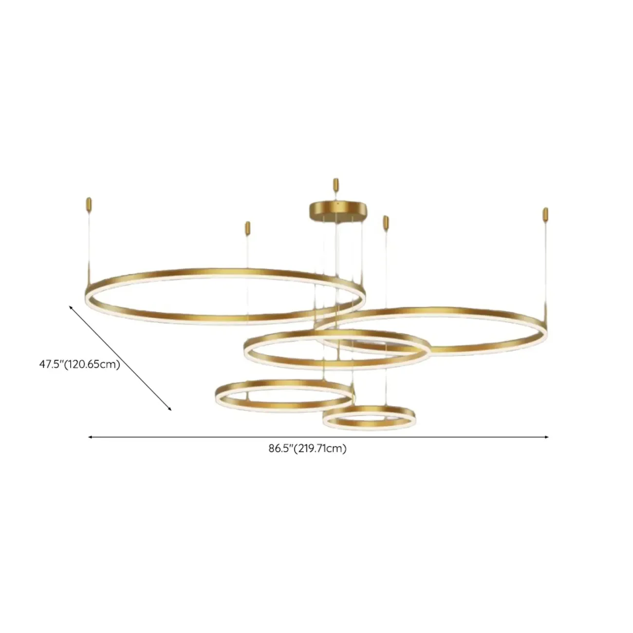 Modern Gold Multi-Circle Tiered Metal Ring LED Chandelier