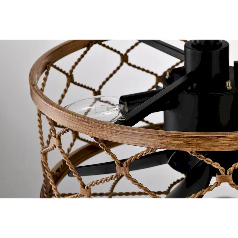 Marzell 16 Inch Modern Wood Grain Fandelier - N/A