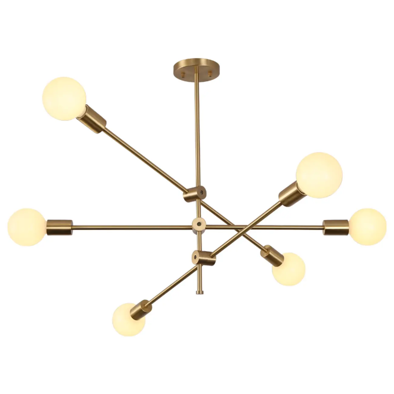 Gold Metal Modern 6 Lights Sputnik Chandelier
