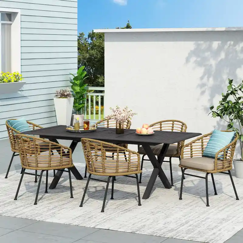 Rogge Outdoor Wicker 7 Piece Dining Set by Christopher Knight Home
