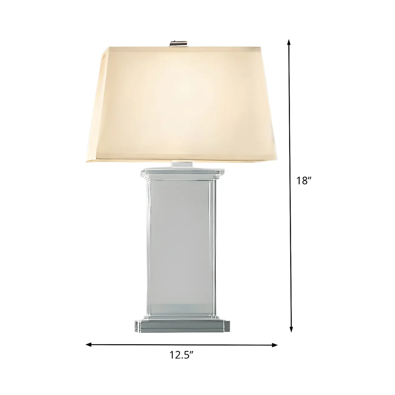 Elegant Rectangular Crystal Fabric Shade LED Table Lamp