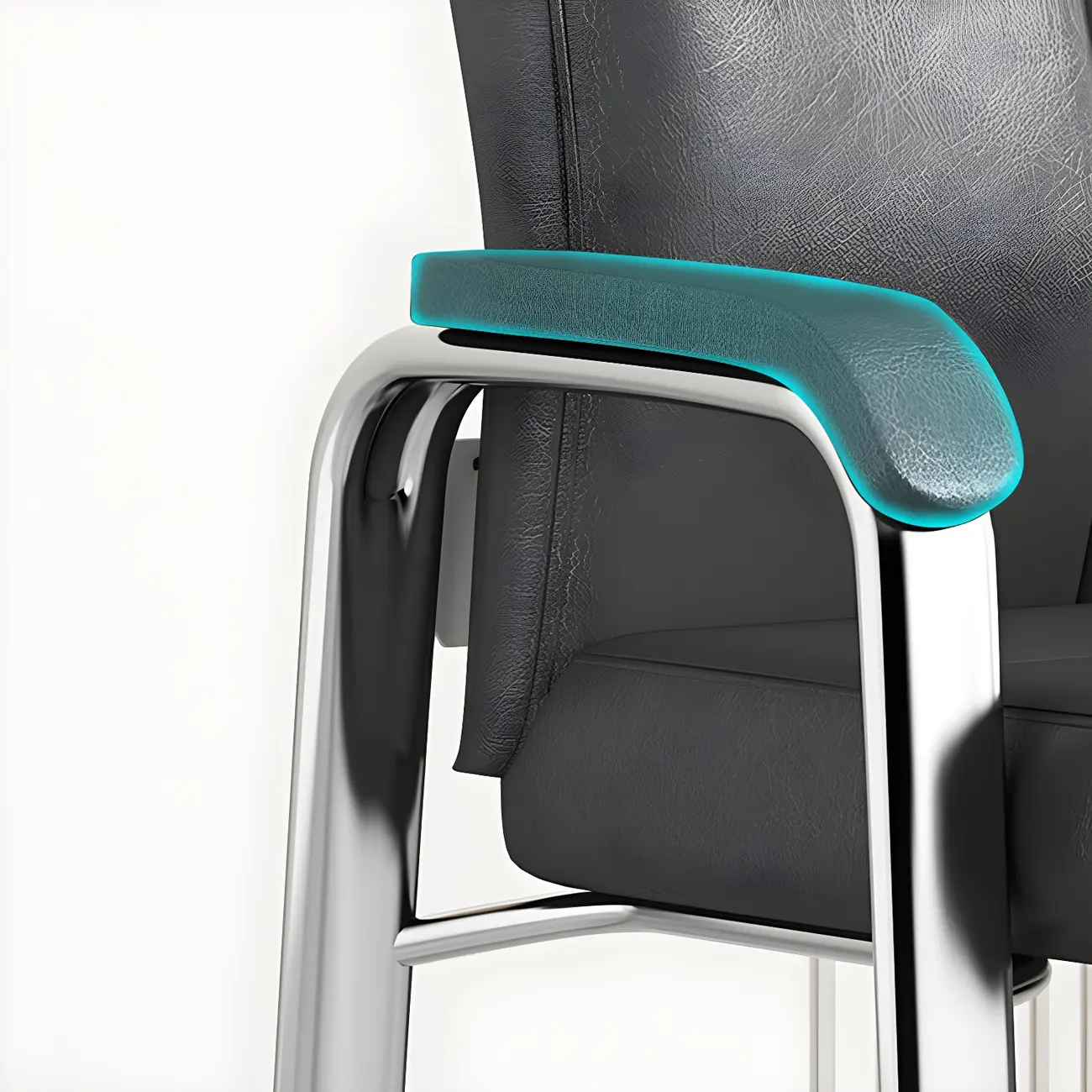 HomeyFad Modern Leather Metal 4-Leg Office Chair with Arms