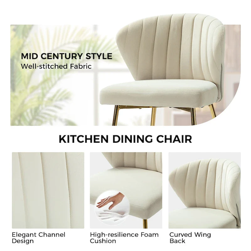 Luna Modern Glam Upholstered Tufted Back Side Accent Dining Chair with Small Base by HULALA HOME