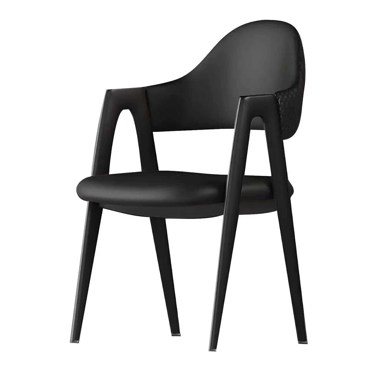 Modern Leather Curved Open Back Arm Dining Chair