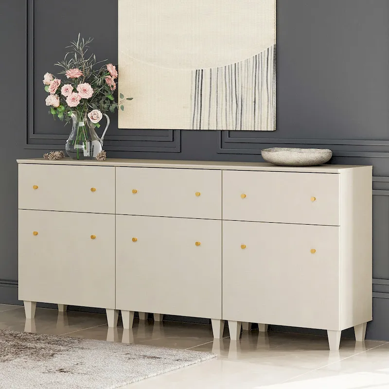 70.8 Sideboards Drawer Cabinet, 3-In-1 Kitchen Buffet Table