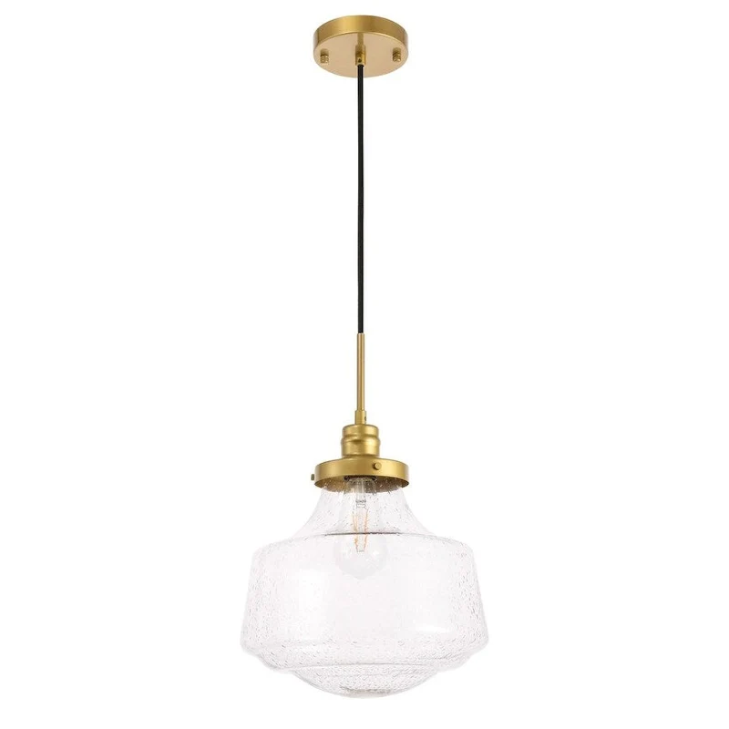 Klyli 11-inch 1-light Clear Seeded Glass Hanging Pendant