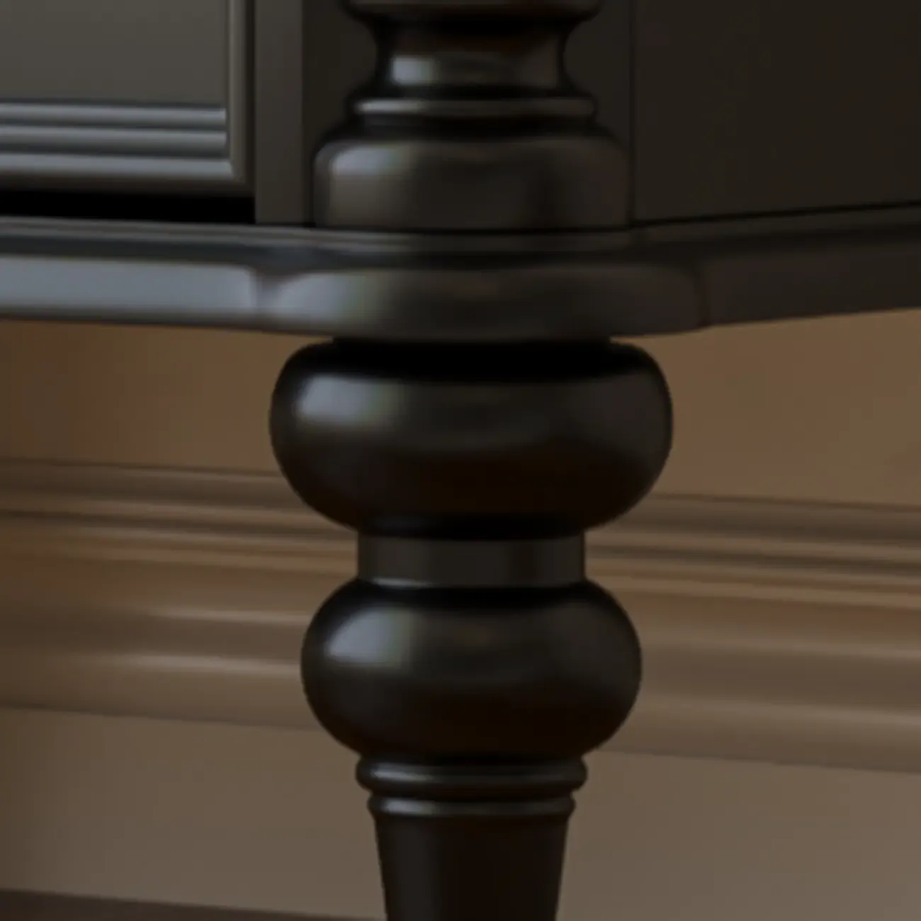 Traditional Black Wood 2 Tiers Drawer Nightstand