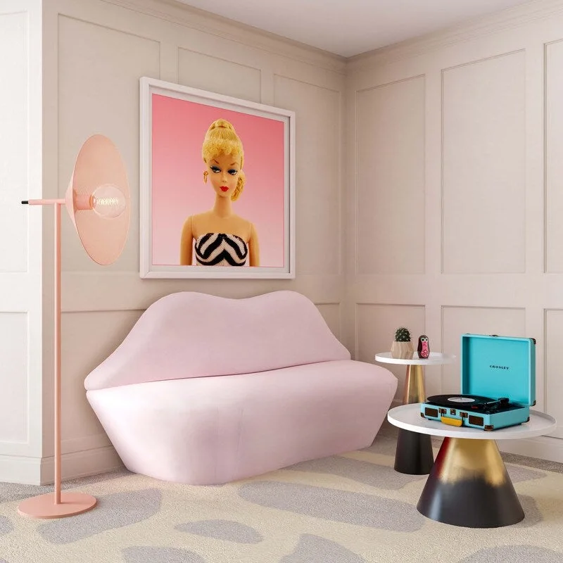 Lips Velvet Settee - 67.7W x 29.1D x 36H