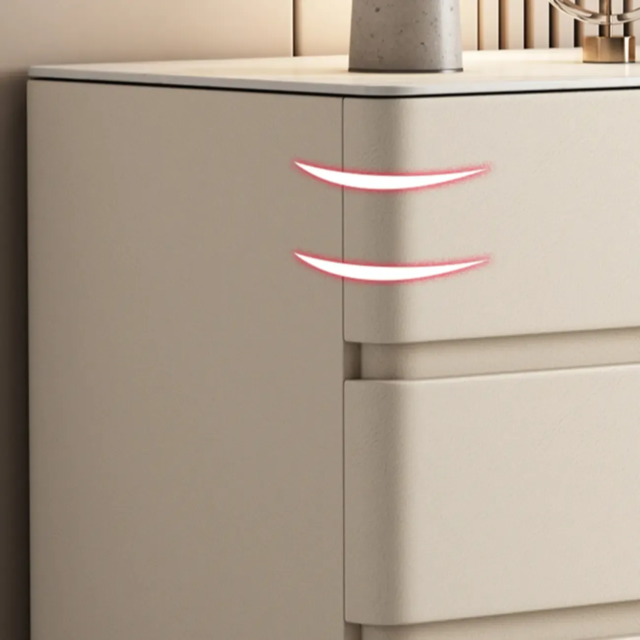 Rectangle Stone Top Wooden 3-Drawer Nightstand