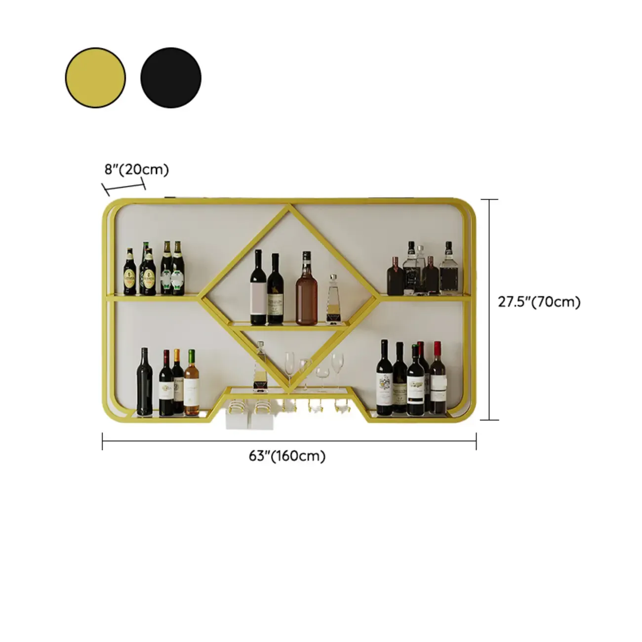 Gold Metal Diamond Wall-Mounted Wine Glass Rack