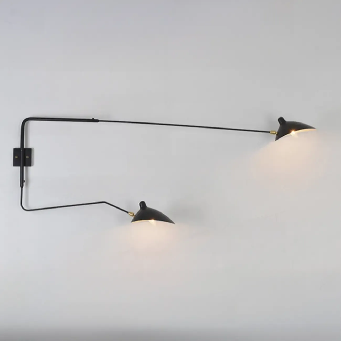 Modern Metal Industrial 2-Light Swing Arm Wall Light