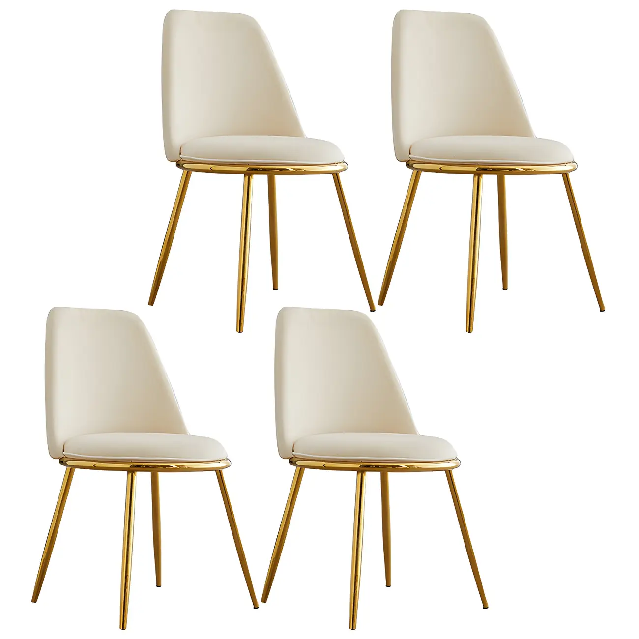 Glam Scandinavian Leather Armless Dining Chairs Metal Frame