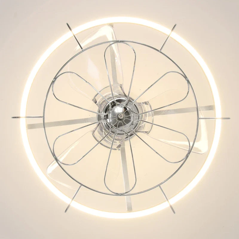 Dhooma 25 Inch Chrome Finished Modern LED Ceiling Fandelier with Remote - N/A