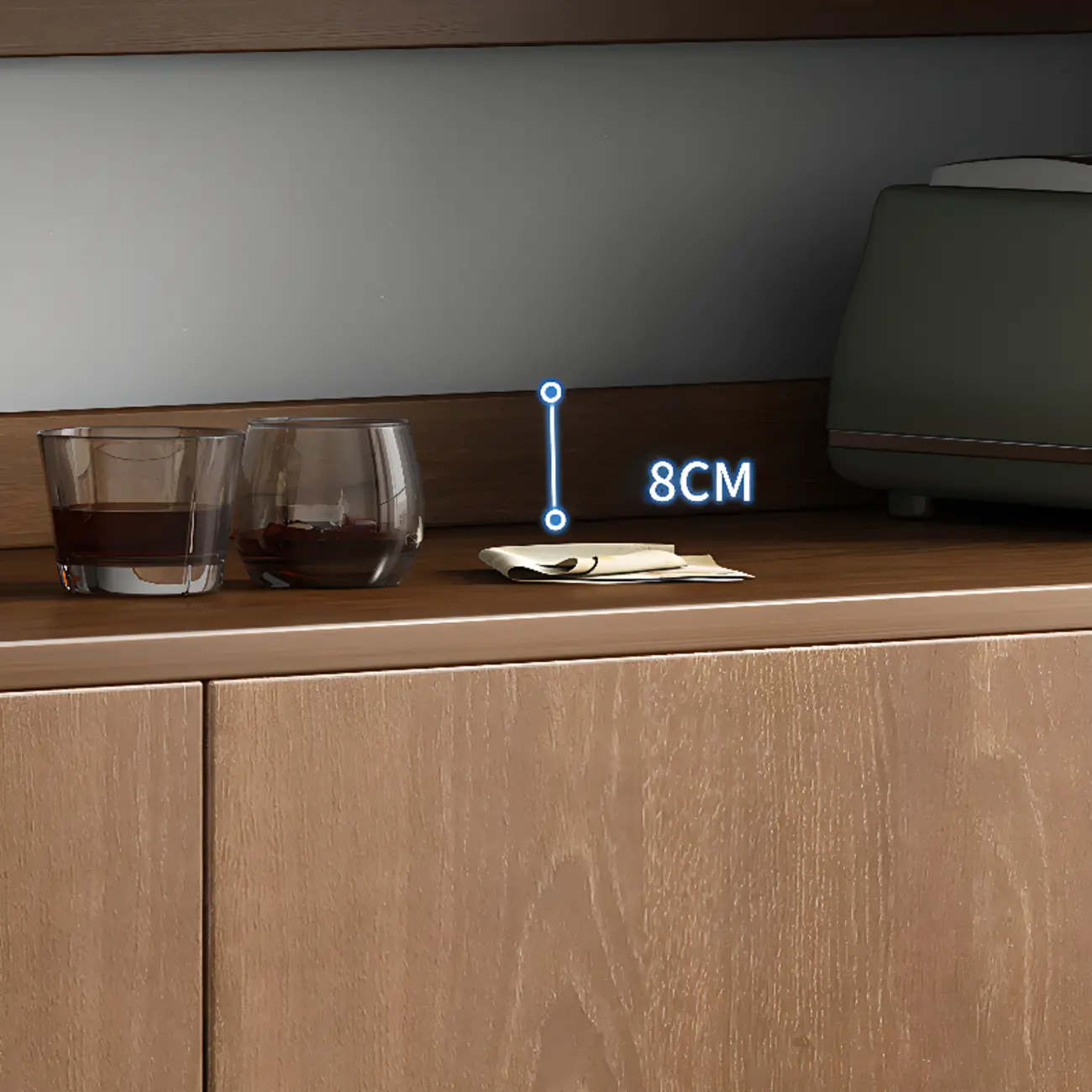 Modern Wooden Sideboard with Cabinets & Shelves