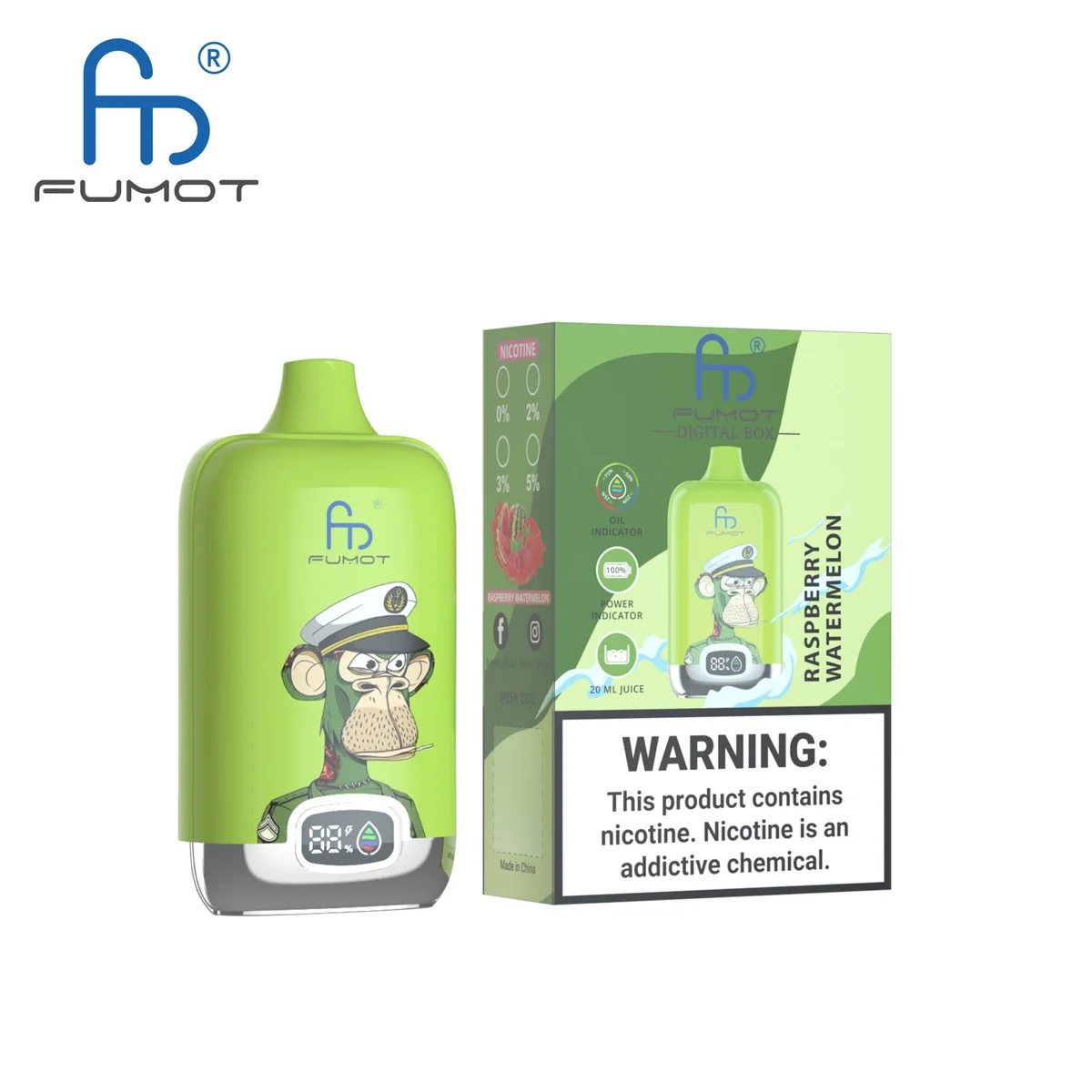 Fumot Digital Box 12000 Raspberry Watermelon – Einweg-Vape mit Einzelverpackung