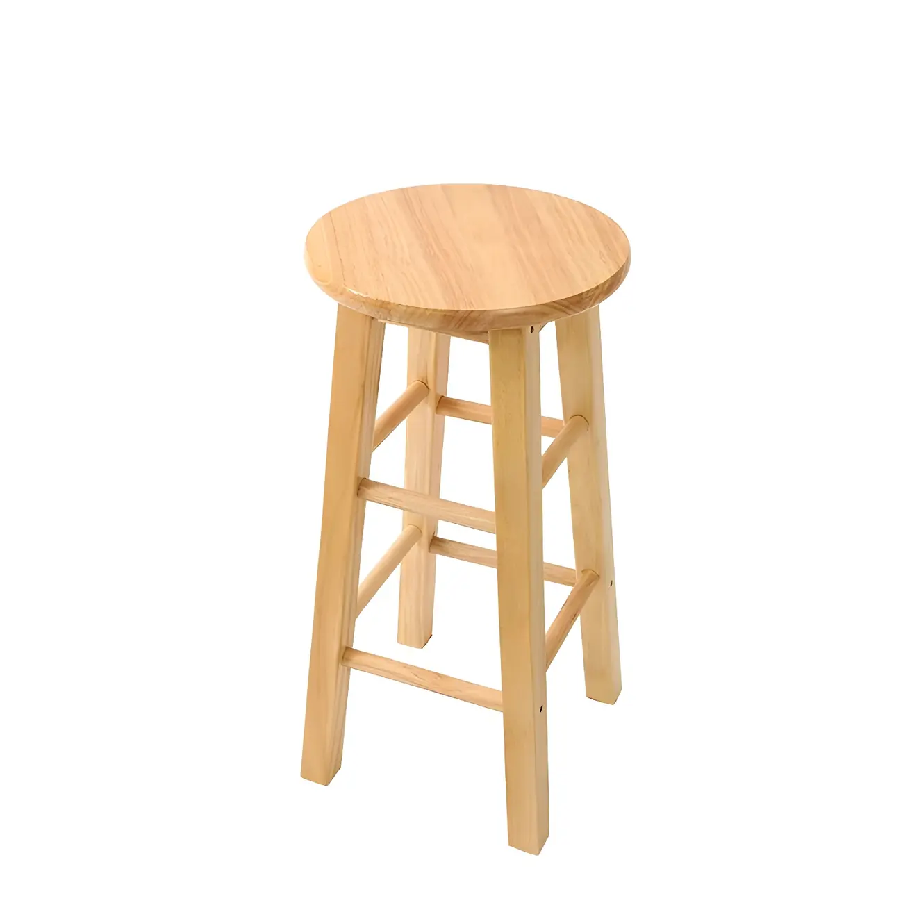 Round Oak Wood Backless Counter Height Bar Stool