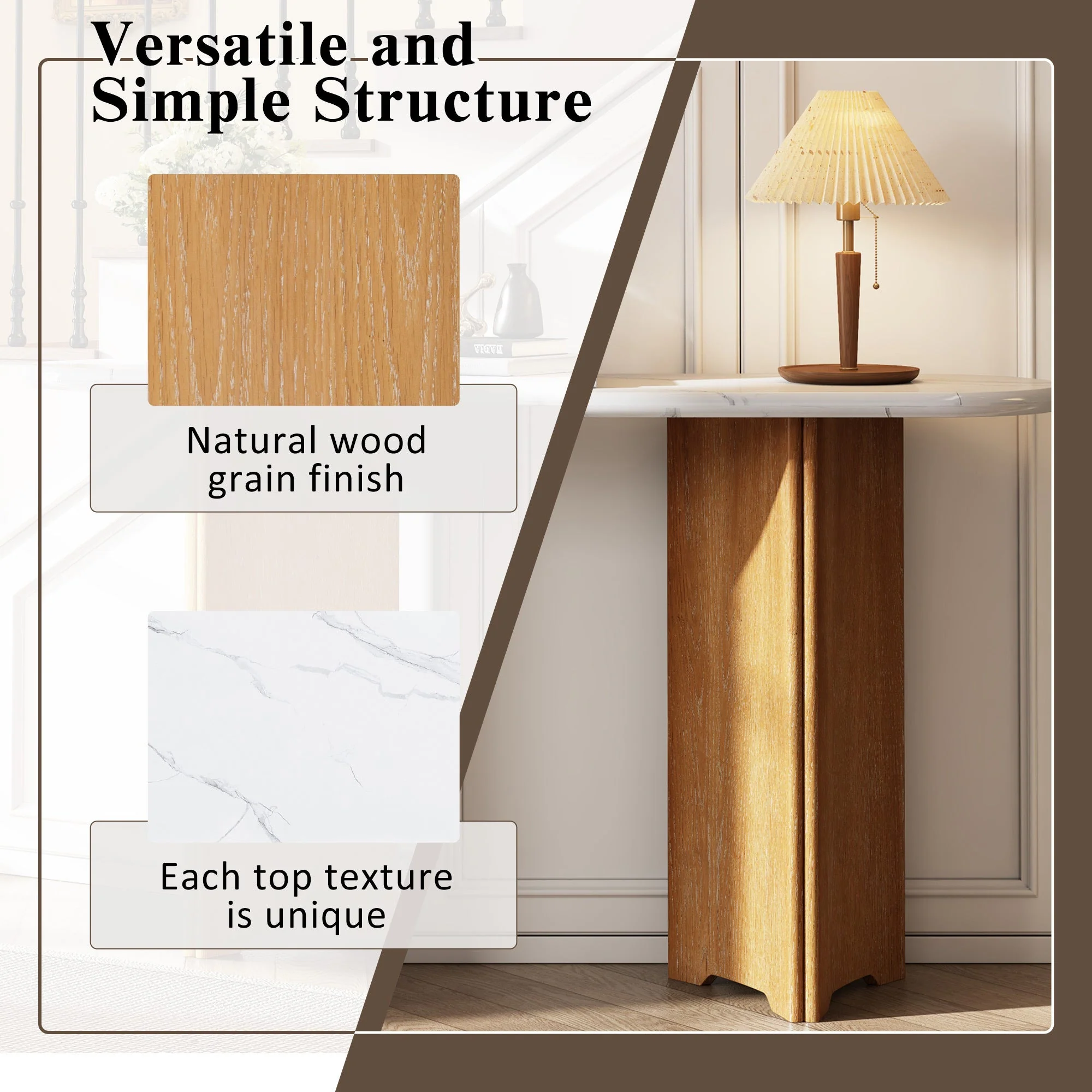 Walker Edison | Oval Faux Marble Top Console Entryway Table