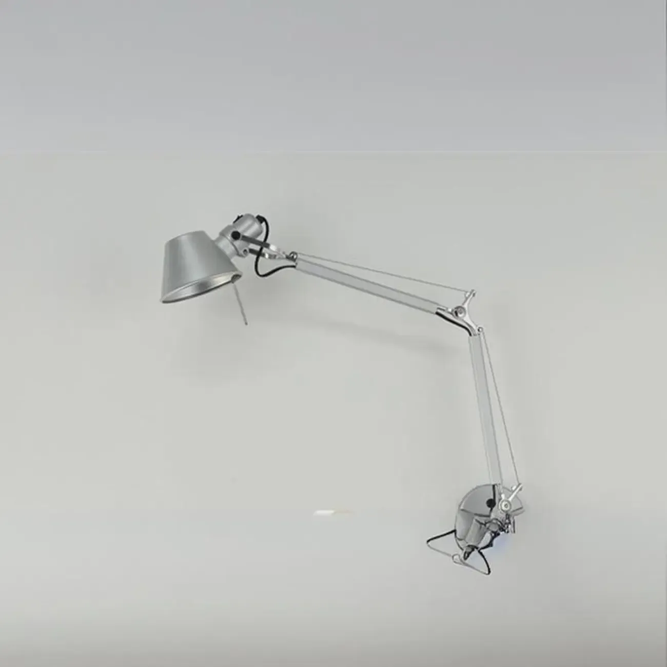 Industrial Silver Aluminum Adjustable Swing Arm Wall Light