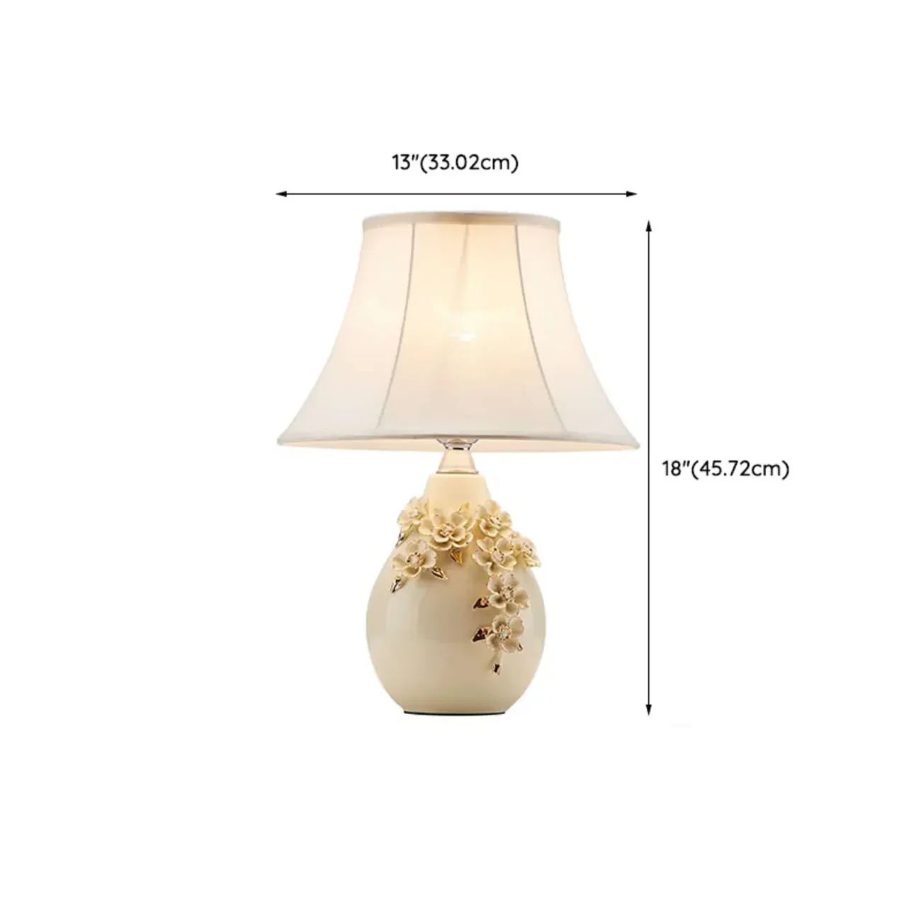 White Ceramic Ceramic Carved Table Lamp with Fabric Lampshade