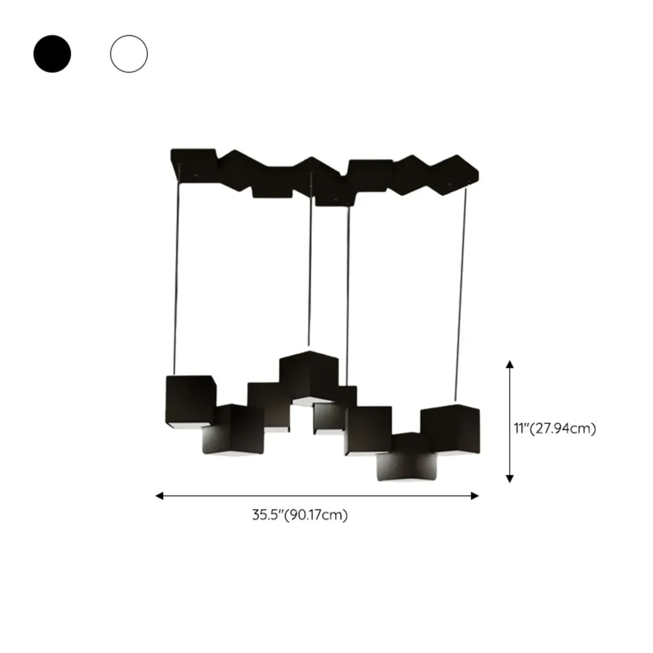 White Cube Modern Island Pendant Light, Adjustable