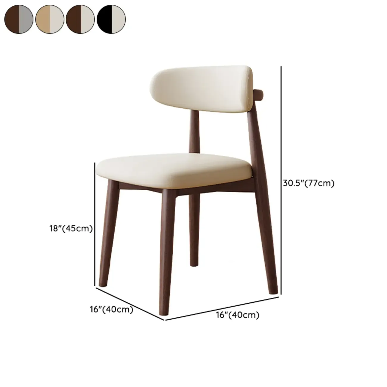 Mid-Century Modern Wooden Dining Chair Set of 2