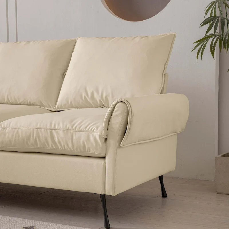 104.5Modern Technical leather L-Shaped Sofa with Ottoman