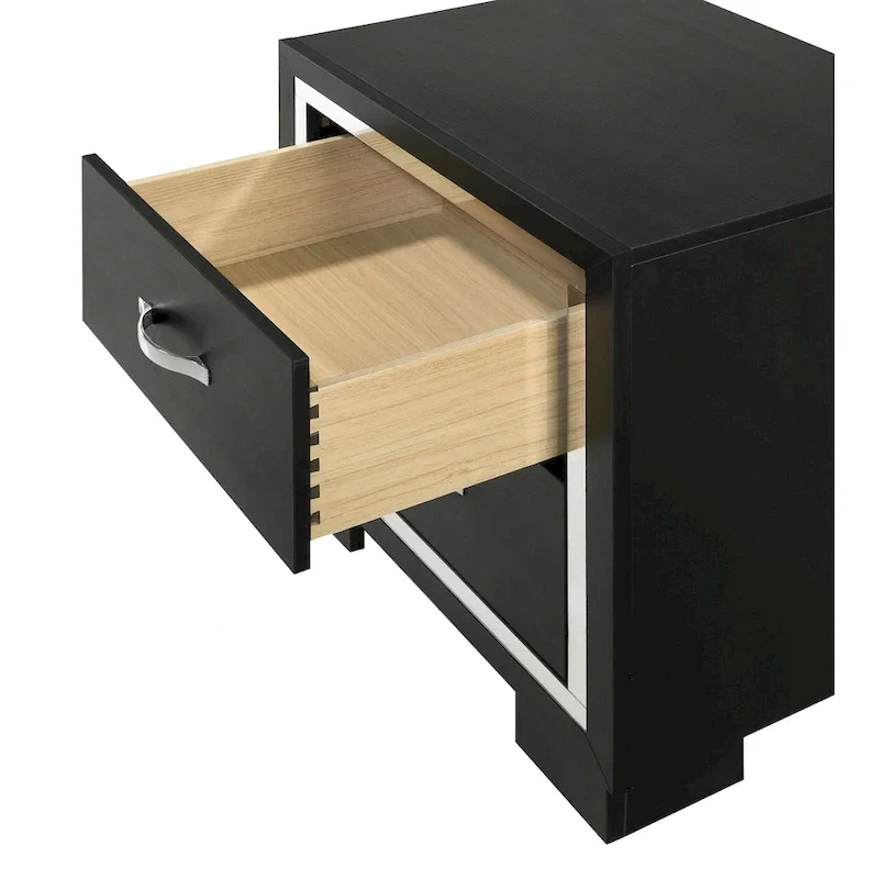 Pedro 3 Piece Black Velvel Upholstered Panel Bedroom Set