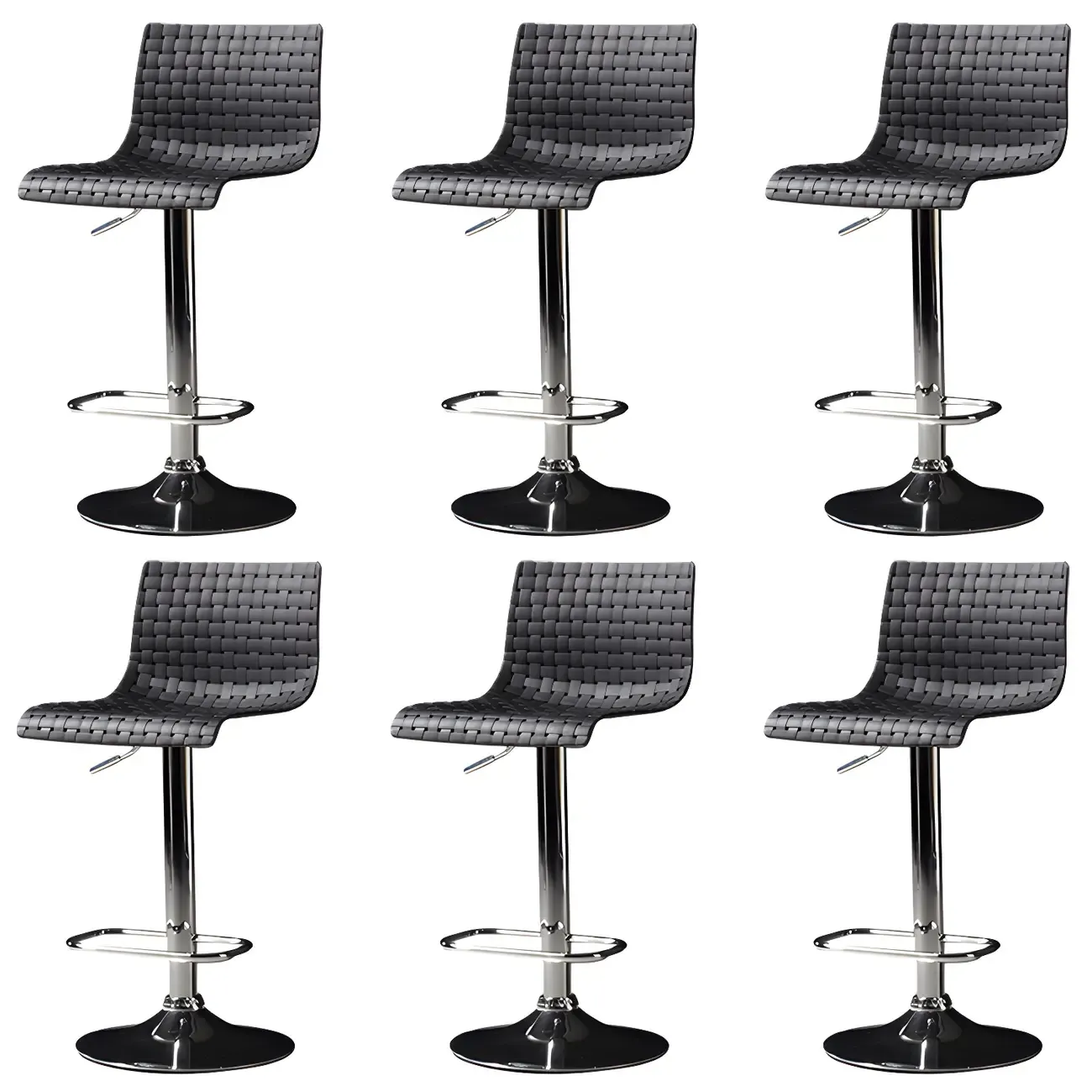 Modern Square Seat Plastic Rattan Adjustable Swivel Bar Stools