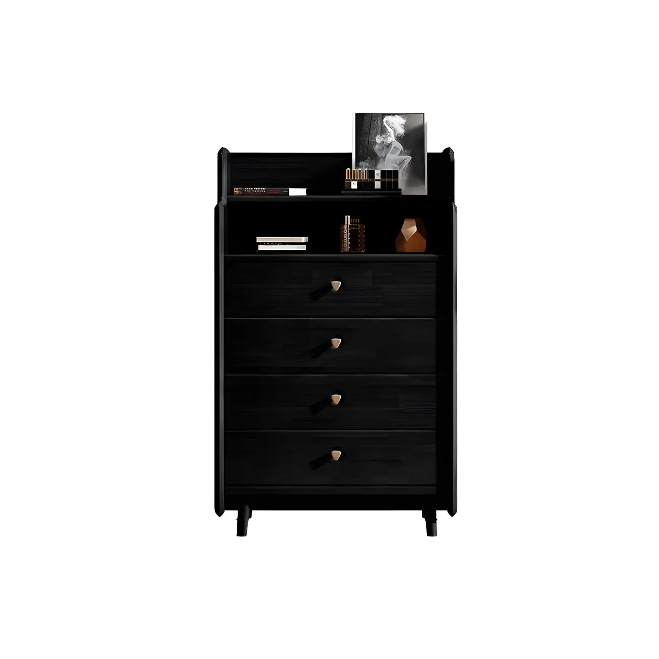 Brown Wood Rattan Front Accent Chest with Multi-Drawer