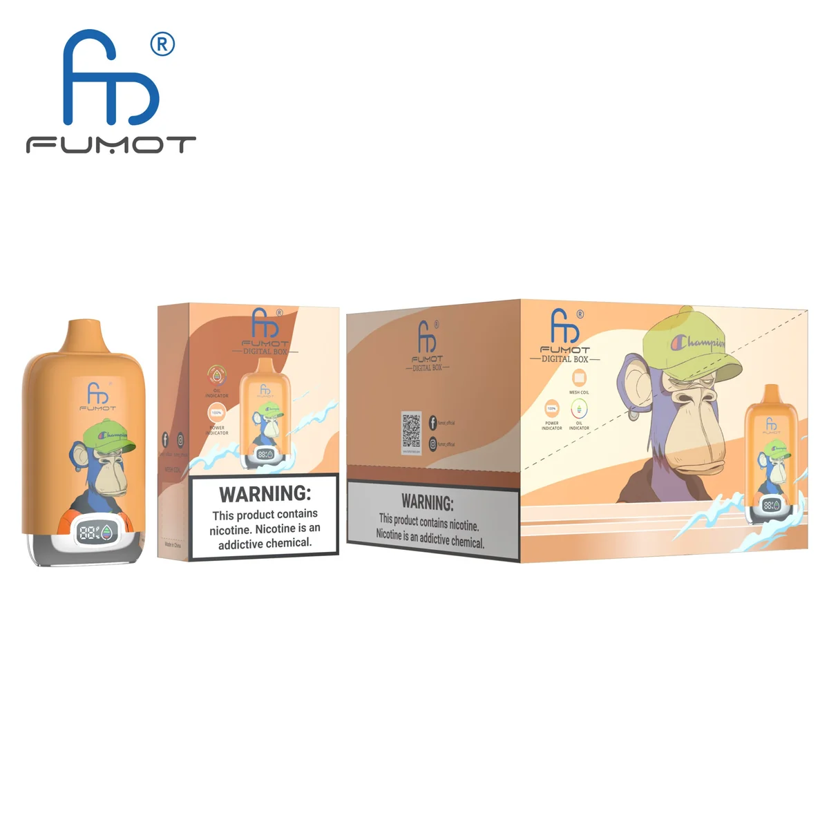 Fumot Digital Box 12000 Peach Mango – 10er-Displaybox mit Einweg-Vape und Einzelpackung