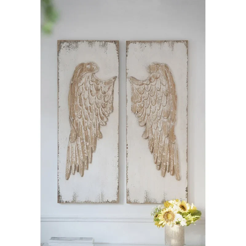 Set of 2 Feather Wing Wall Panels