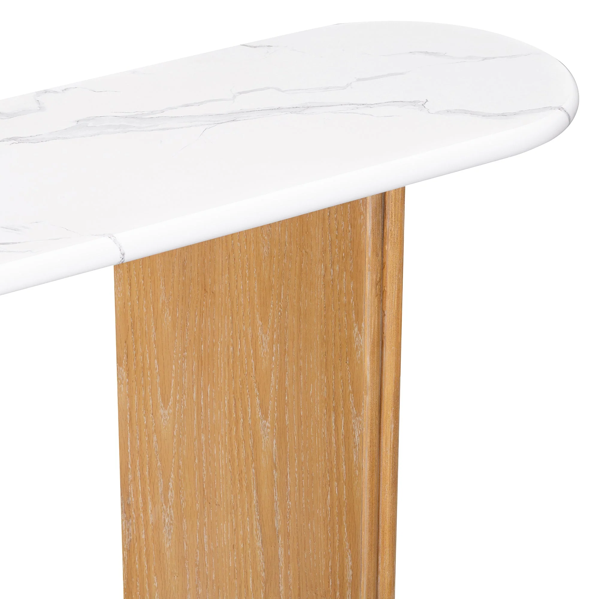 Walker Edison | Oval Faux Marble Top Console Entryway Table