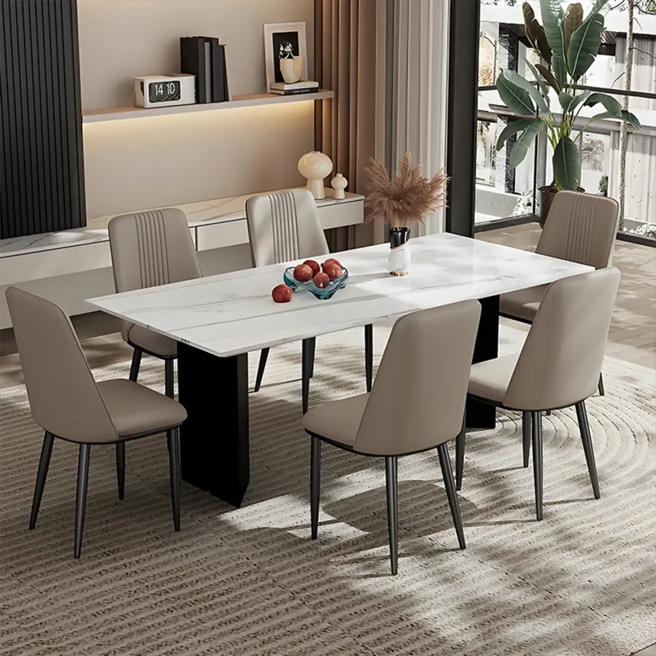 Modern Faux Leather Metal Frame Dining Chair Set of 2