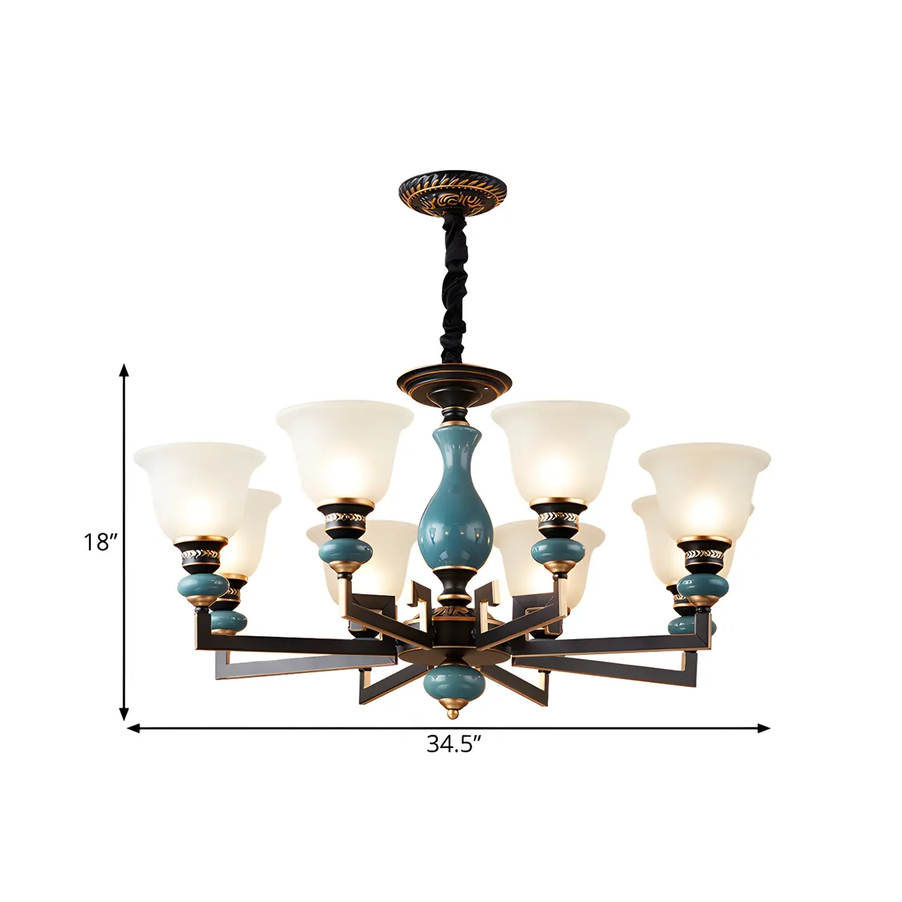 Black Ceramic Glass Geometric Chandelier Light