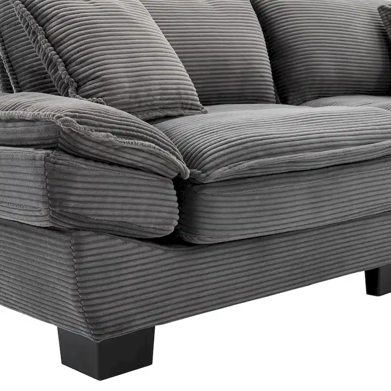 65.5 Upholstered 3-Seater Sofa Couch with Two Pillows and Sturdy Construction
