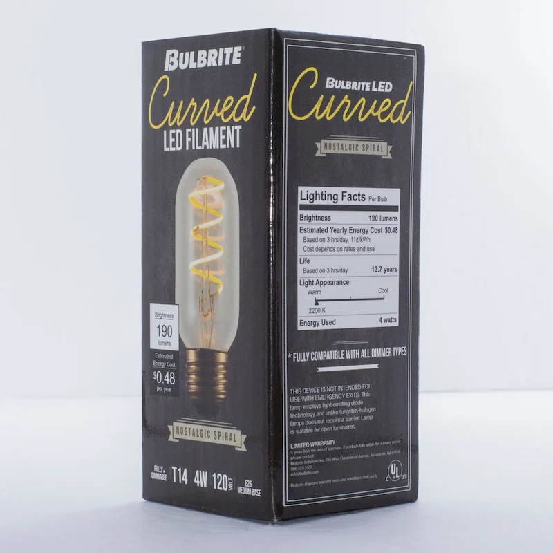 Bulbrite Pack of (2) 4 Watt Dimmable Antique Nostalgic Curved Filament LED Bulb