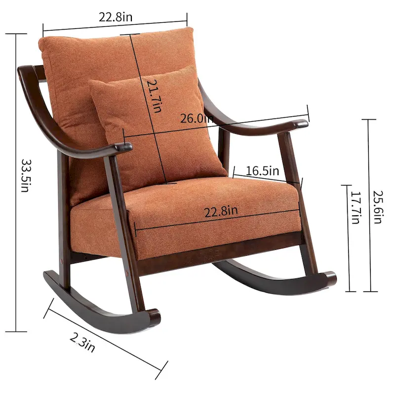 Linen Solid Wood Rocking Arm Chair