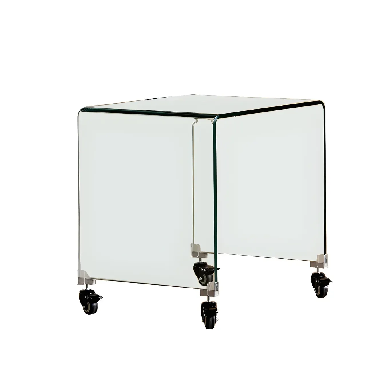 Stylish Clear Glass Nightstand with Open Shelf