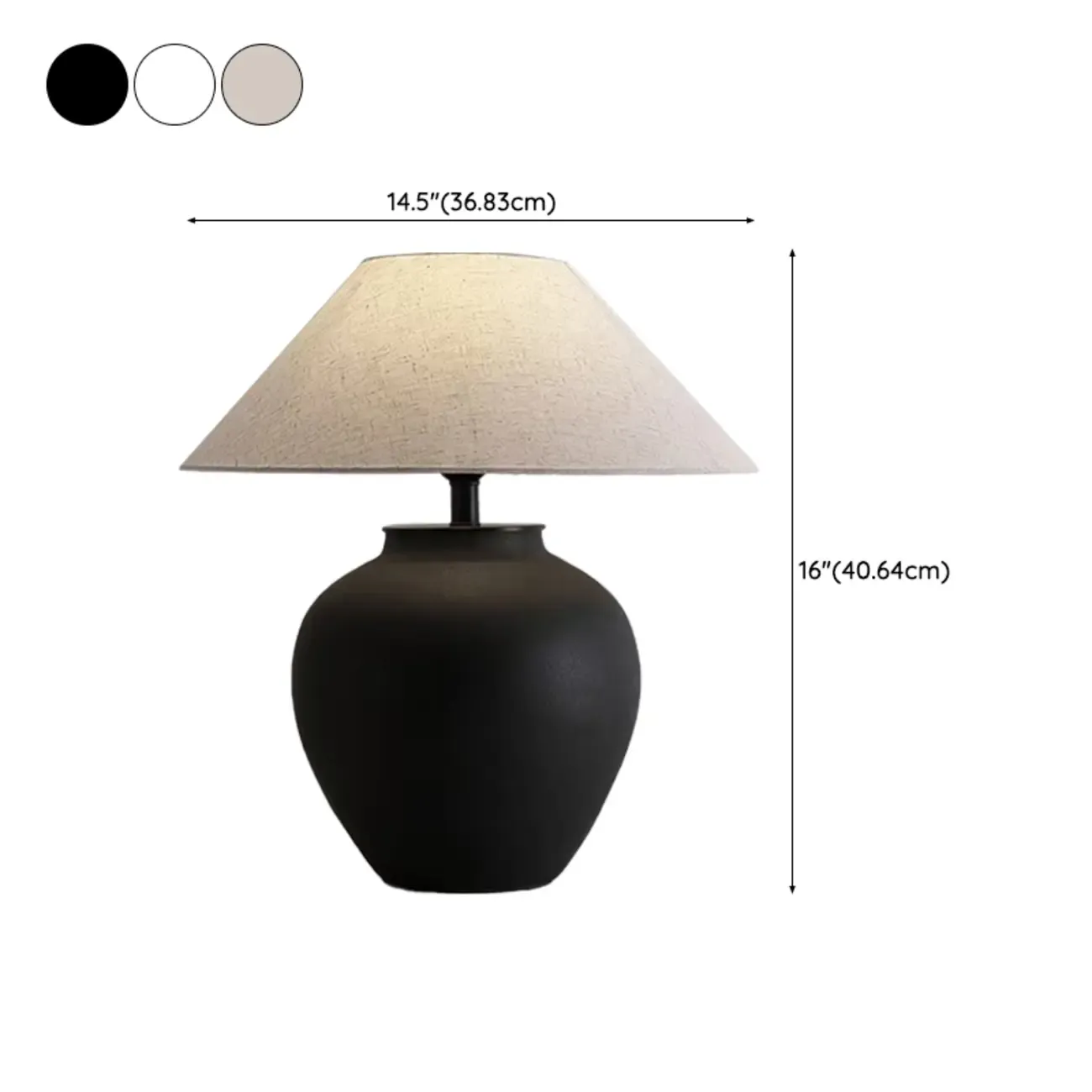 Simple Modern Ceramic Yellow LED Table Lamp in Fabric Shade