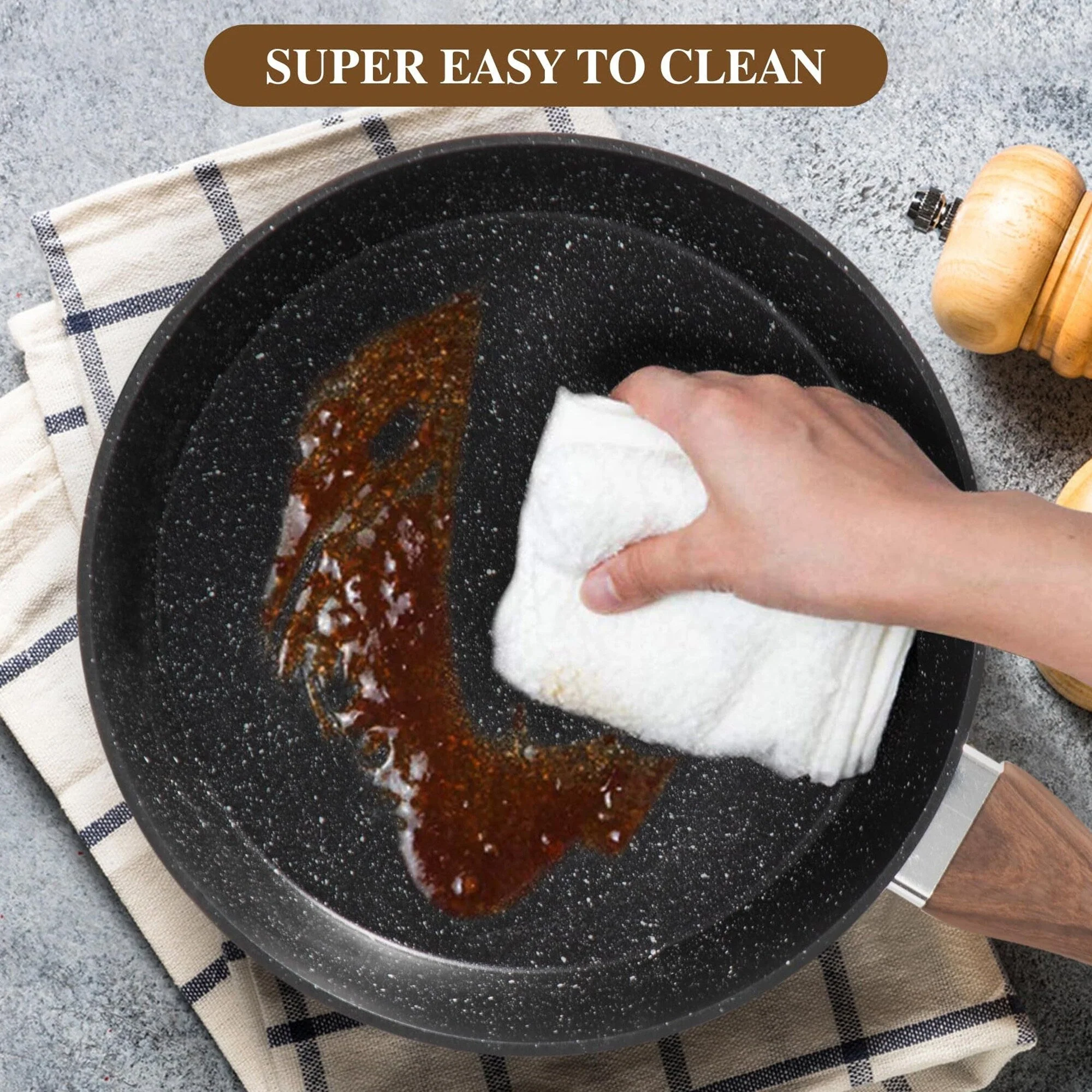 Kitchen Granite Cookware Set, Cooking Pans Set Non-Stick Pots 12/15/30-piece Set