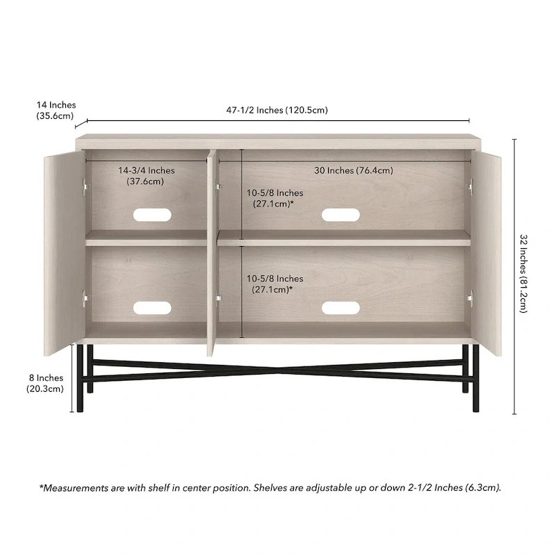 Brighton 48   Wide Rectangular Buffet Table - 47.5   Wide