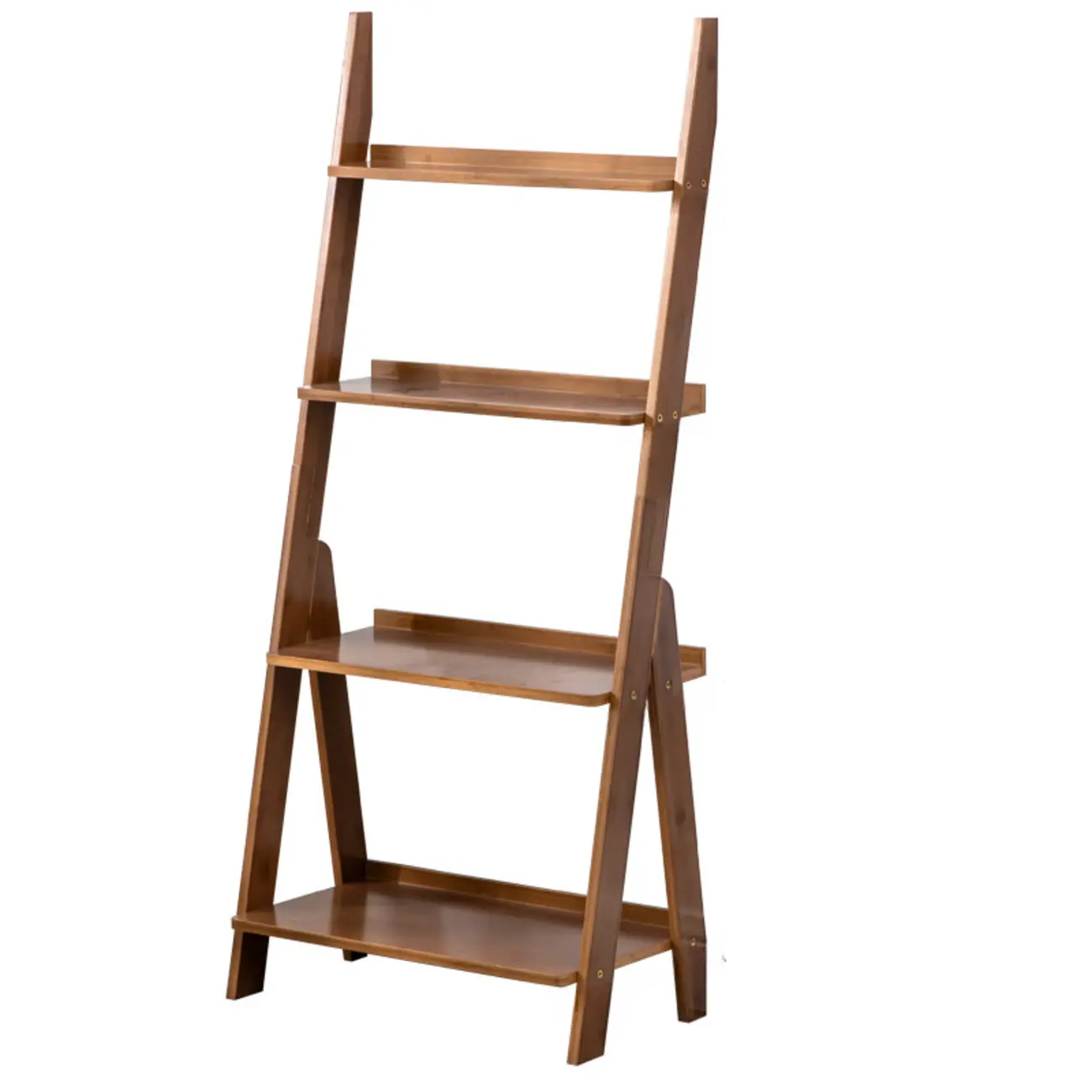 Bamboo Open 4 Shelves Adjustable Ladder Bookcase