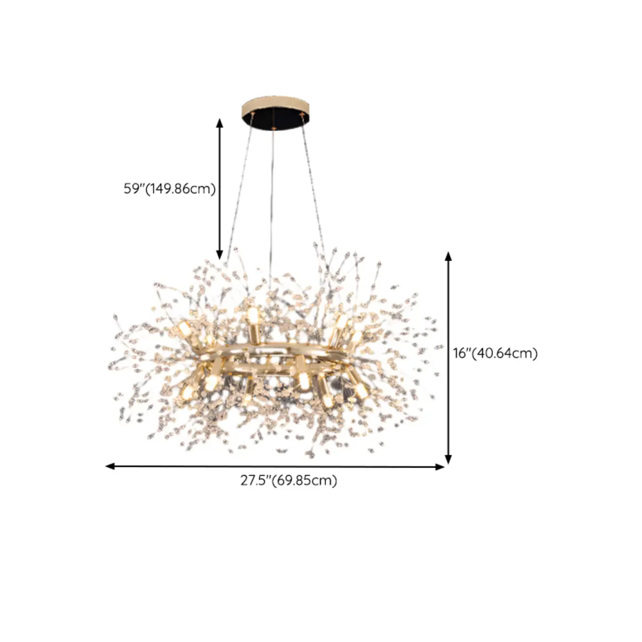 Modern Crystal Round Chandelier with Starburst Design