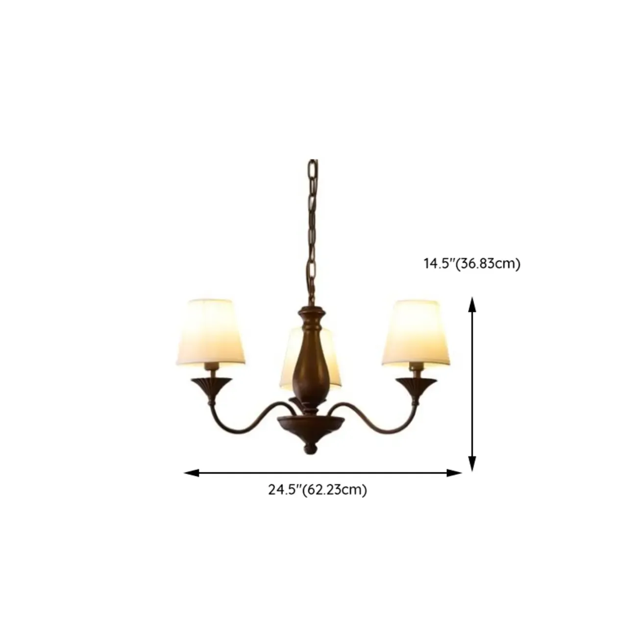 Traditional Brown Metal Fabric Barrel 8 Lights Chandelier