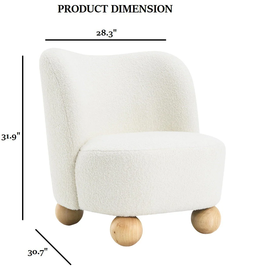 Curve Back Boucle Accent Chair with Ball Feet