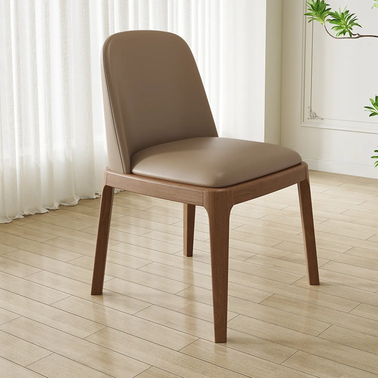 Modern Rubber Wood Upholstered Dining Chair Set of 2