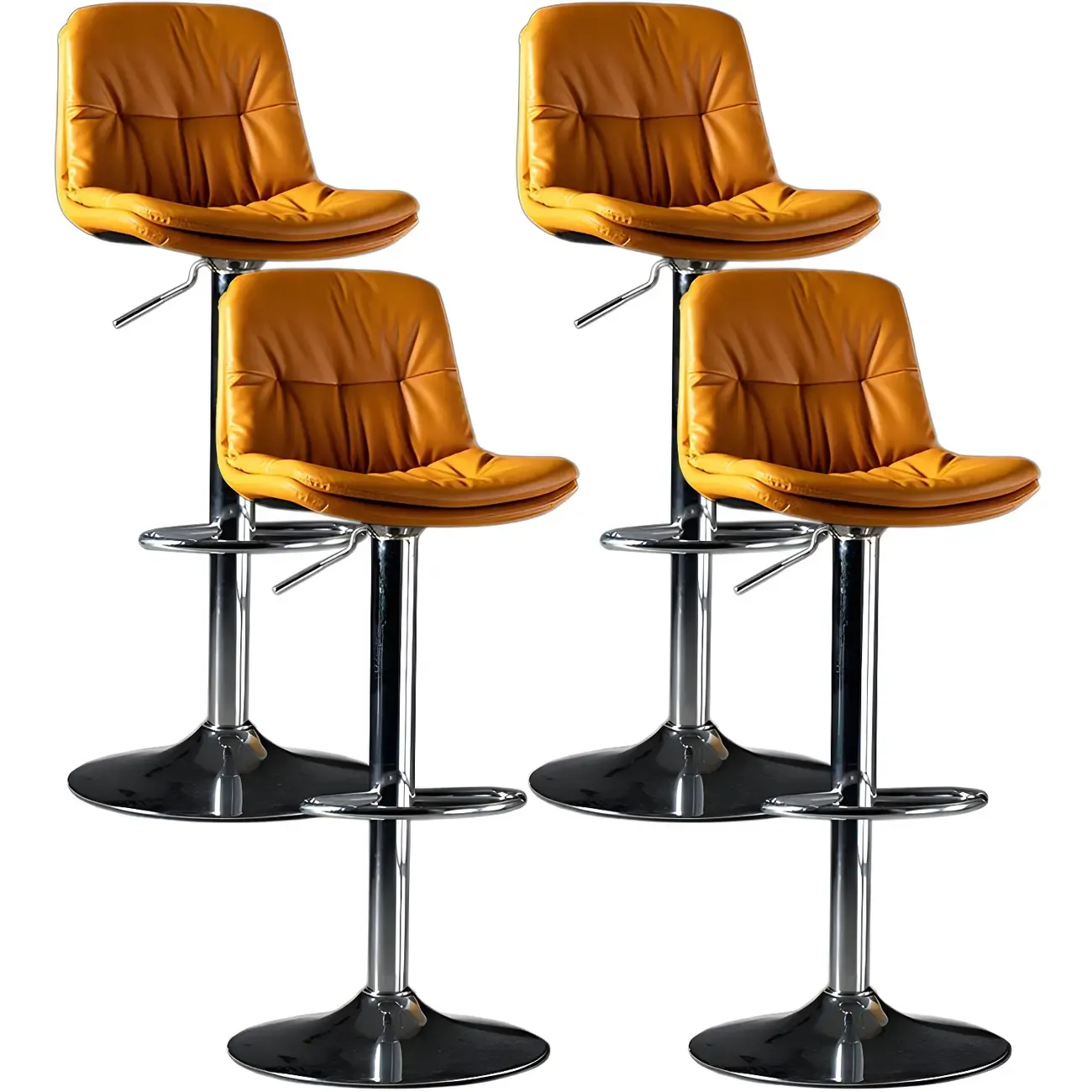 Adjustable Leather Low Back Swivel Bar Stool